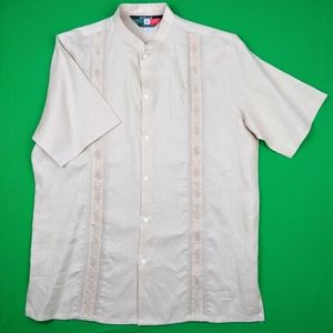 NEW Men's DAccord Band Collar Embroidered SS Shirt